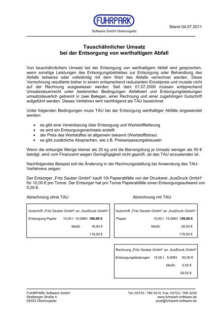 Tauschähnlicher Umsatz bei der Entsorgung von werthaltigem Abfall