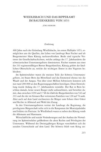 wiedlisbach und das bipperamt im bauernkrieg von 1653 - DigiBern