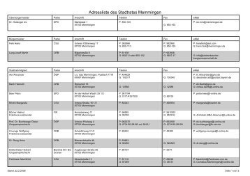 Adressliste des Stadtrates Memmingen