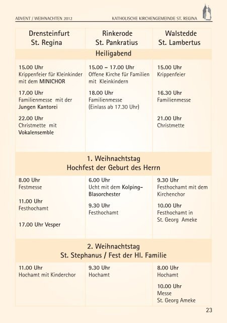 Pfarrbrief Advent 2012 - Katholische Kirche Drensteinfurt