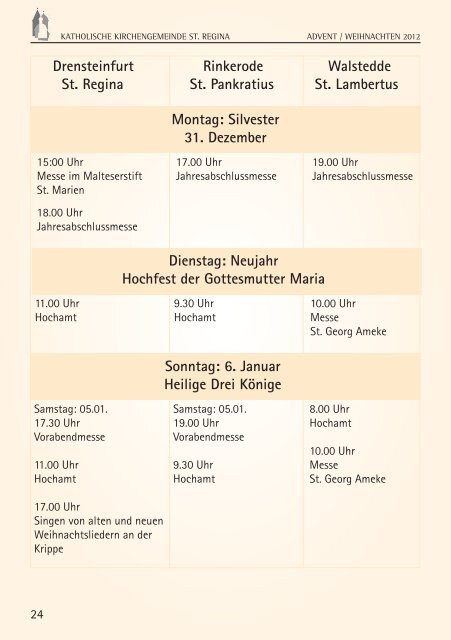 Pfarrbrief Advent 2012 - Katholische Kirche Drensteinfurt