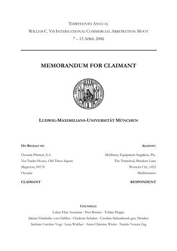 memorandum for claimant ludwig-maximilians-universität münchen