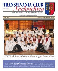 the August/September 2012 issue of - Transylvania Club Kitchener