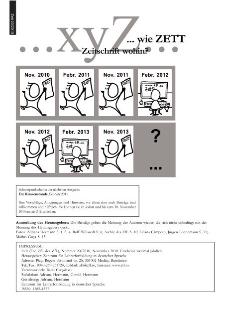 Jubiläumsausgabe - Zentrum für Lehrerfortbildung in deutscher ...