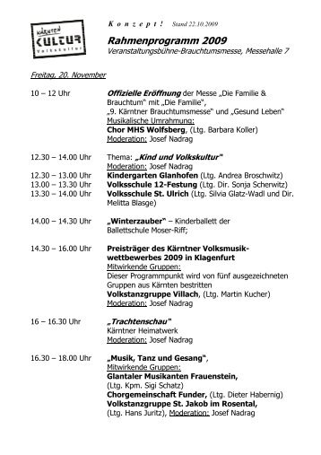 Rahmenprogramm 2009 - Kärntner Messen