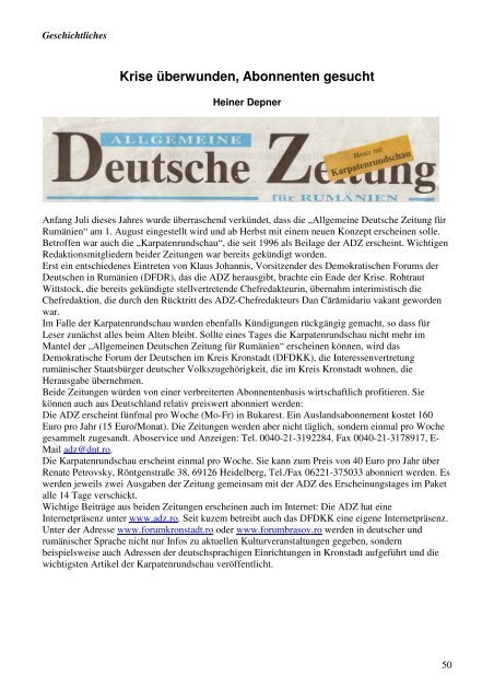 Erinnerungen an die 'DE-GE-SE-ME' vor 58 Jahren - Heldsdorf