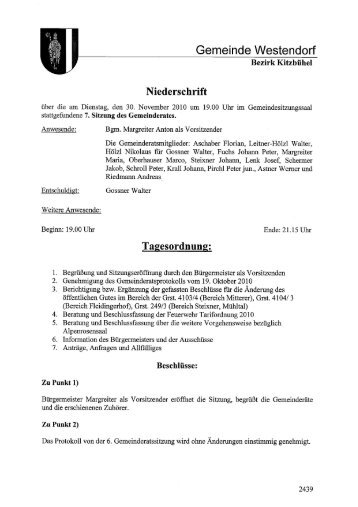 7. Protokoll GR-Sitzung (429 KB) - .PDF - Gemeinde Westendorf