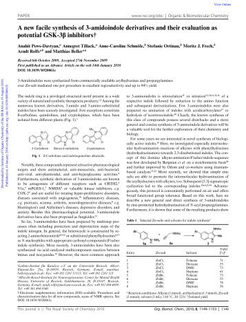 A new facile synthesis of 3-amidoindole derivatives and their ...