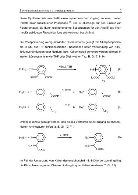 Synthese und Eigenschaften hydrophiler Arylphosphane