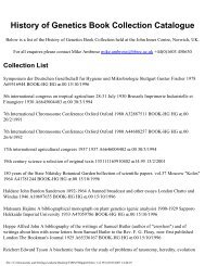 History of Genetics Book Collection Catalogue - The John Innes ...