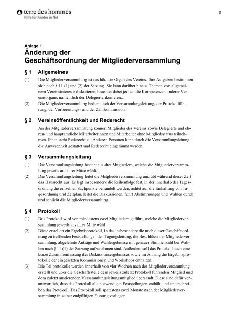 Protokoll der Mitgliederversammlung 2012 - Terre des Hommes