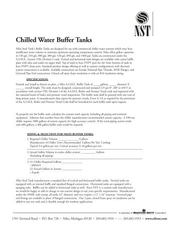 NST Chilled Water Buffer Tanks brochure - California Boiler