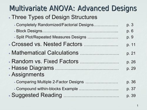 ANOVA: Advanced Designs