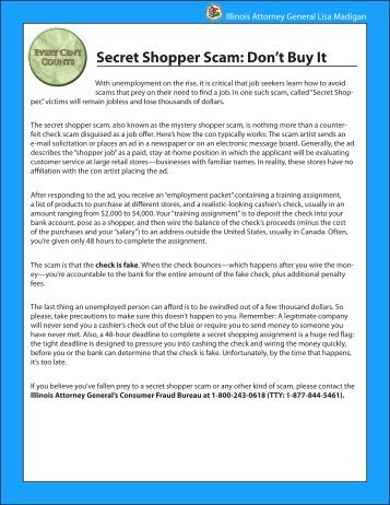 Secret Shopper Scam: Don't Buy It - Illinois Attorney General