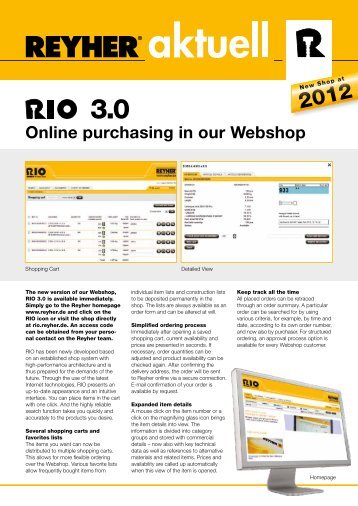 Reyher aktuell - RIO Webshop 3.0