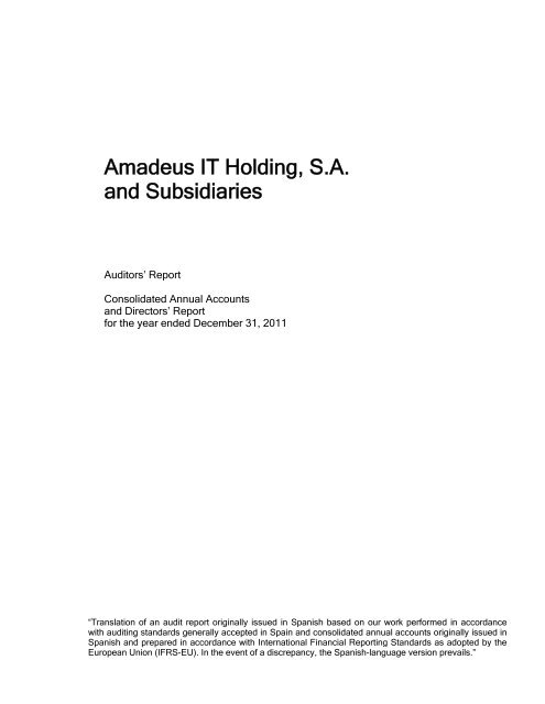 Amadeus IT Holding, S.A. and Subsidiaries - Investor relations at ...