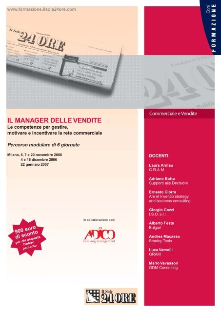 IL MANAGER DELLE VENDITE - Shopping24 - Il Sole 24 Ore