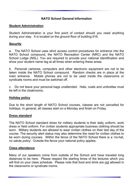 Student Handbook - NATO School