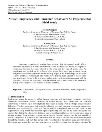 Music Congruency and Consumer Behaviour: An ... - EuroJournals