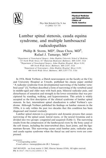 Lumbar spinal stenosis, cauda equina syndrome, and multiple ...