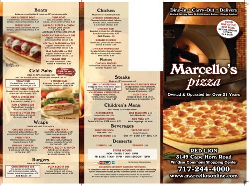 Marcello's menu deals