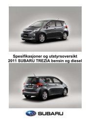 Klikk her for å laste ned spesifikasjoner og - Subaru Norge