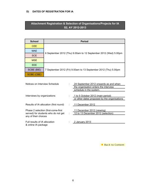 Information on Attachment - Nanyang Technological University