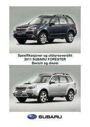 Spesifikasjoner og utstyrsoversikt 2011 SUBARU ... - Subaru Norge