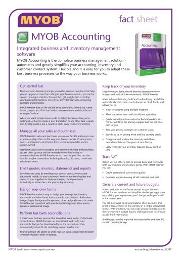 SG Accounting international FactSheet1 - Buy MYOB Software