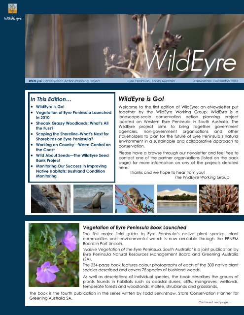 WildEyre eNewsletter DRAFT 1 - Eyre Peninsula Natural Resources ...