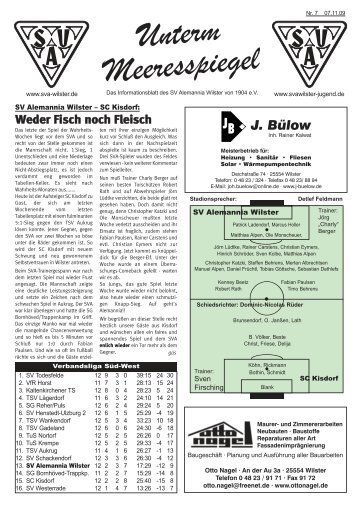 Unterm Meeresspiegel - SV Alemannia Wilster von 1904 e.V.