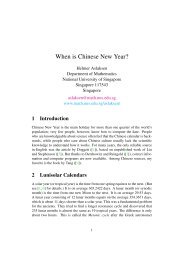 When is Chinese New Year? - Department of Mathematics