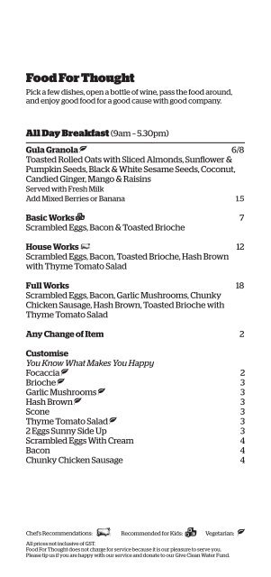 Food for thought menu deals