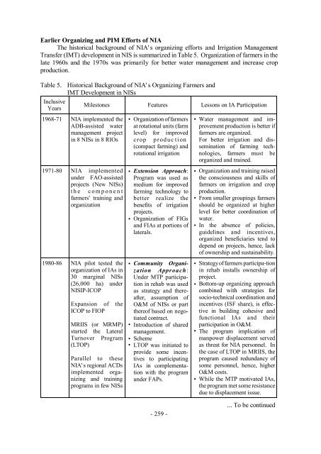 Organizational Change for Participatory Irrigation Management