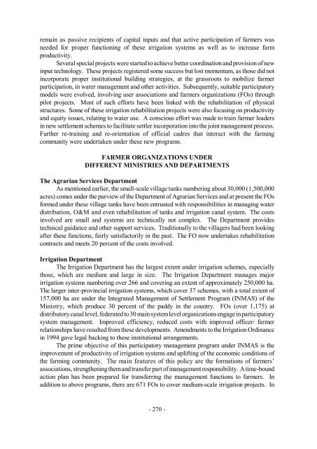 Organizational Change for Participatory Irrigation Management