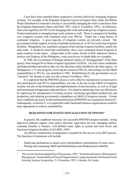 Organizational Change for Participatory Irrigation Management