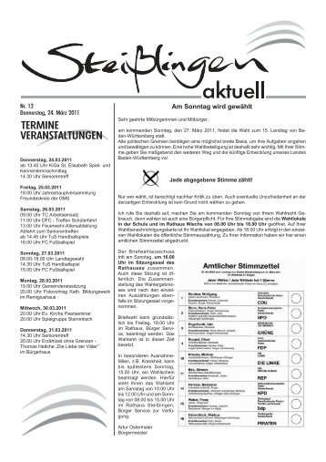 Das Amtsblatt zum Herunterladen - Steißlingen