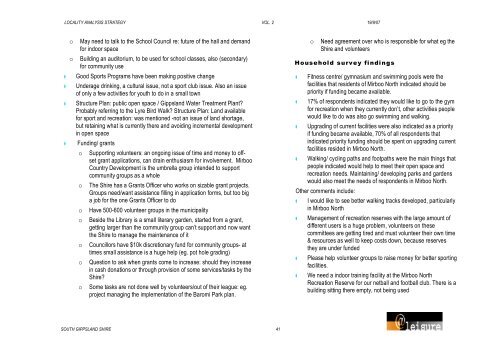 Locality Analysis - South Gippsland Shire Council