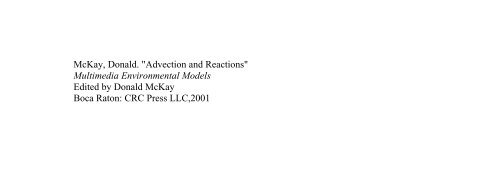 McKay, Donald. "Front matter" Multimedia Environmental Models ...