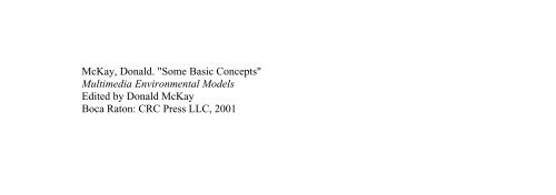 McKay, Donald. "Front matter" Multimedia Environmental Models ...