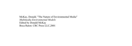 McKay, Donald. "Front matter" Multimedia Environmental Models ...