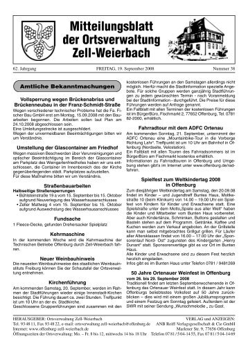 Mitteilungsblatt der Ortsverwaltung Zell-Weierbach