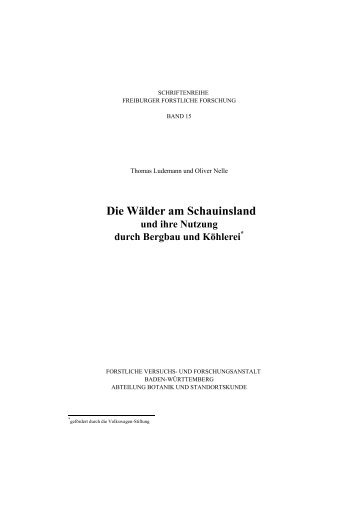 Ludemann, T.; Nelle, O.: Die Wälder am Schauinsland - Forstliche ...