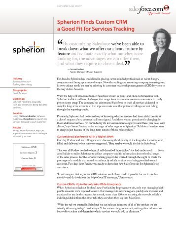 Spherion Finds Custom CRM a Good Fit for ... - Salesforce.com