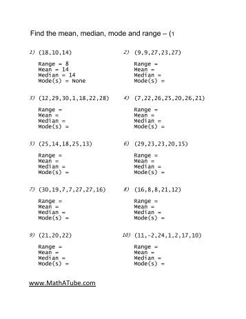 Calculating the Mean, Median and Mode (Worksheet) - StatsTutor