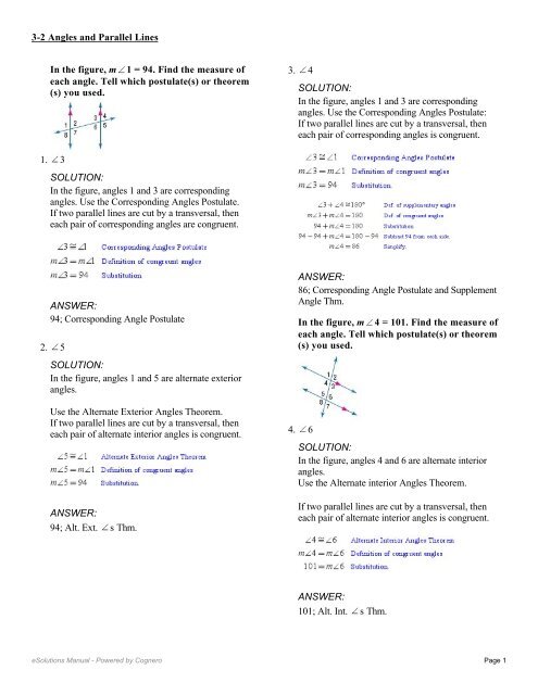 In The Figure M 1 94 Find The Measure Of Each Angle