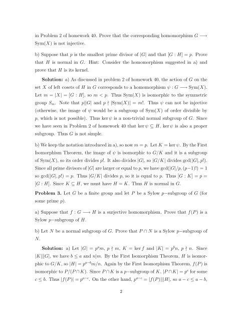 Problem 1. a) Find all Sylow 2−subgroups of S 4. Hint. You may ...