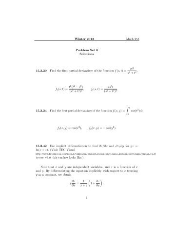 Winter 2012 Math 255 Problem Set 6 Solutions 15.3.20 Find the first ...