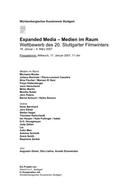 Expanded Media – Medien im Raum - Württembergischer ...