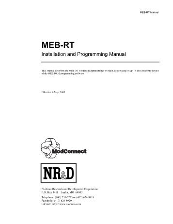 MEB-RT Manual - Niobrara R&D Corporation